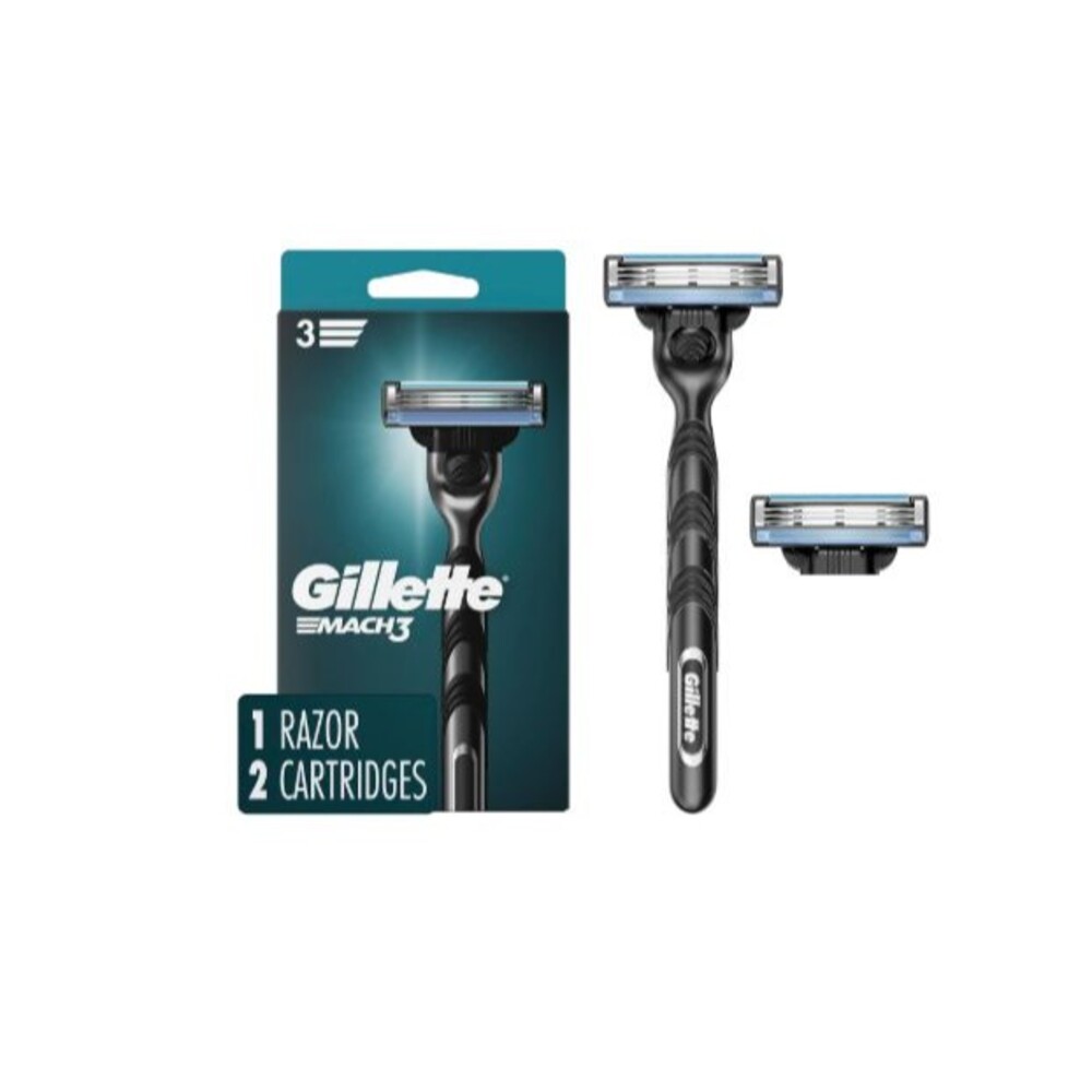 Gillette Mach3 Razor for Men, 1 Razor Handle + 2 Blade Refills